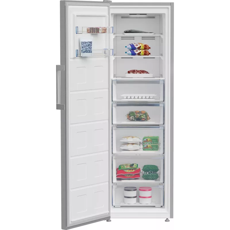 BEKO vriezer B3RMFNE314XB, energie-efficiëntieklasse E, 186,5 cm, 286L, inox kleur