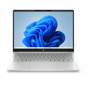 HP OmniBook 3 14-hu0009nyx - Core 5 120U, 16GB DDR5, 1TB, 14,0 inch 2K (1920x1200) OLED BrightView Low Blue Light 300 nits, Glacier Silver FF - 1080p TNR, zonder 45W AC-adapter, Win 11 Home, 1 jaar