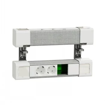 SCHNEIDER ELECTRIC UNICA SYSTEM+ TAFELAPPARAAT 4XSCHUKO+USB A/C+RJ45 OPT, WIT/GRIJS