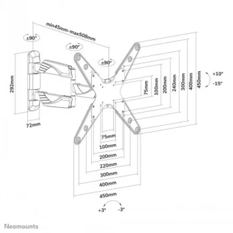 NEOMOUNTS FLATSCREEN WANDMONTAGE (KANTELEN & DRAAIEN)