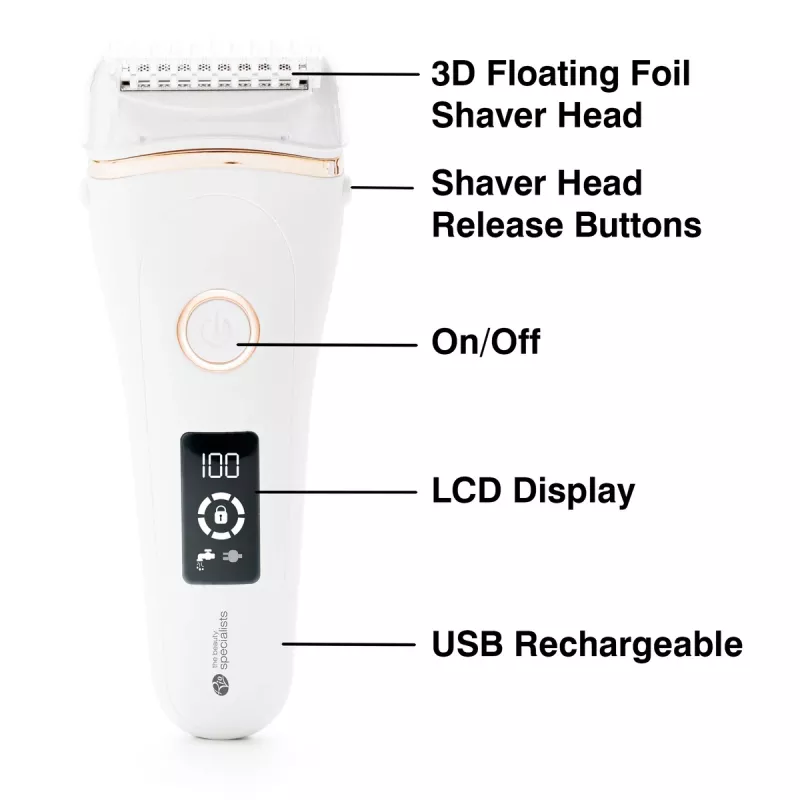 Rio SHLD-EU/1.2 Go Smooth nat- en droogscheerapparaat voor dames, wit