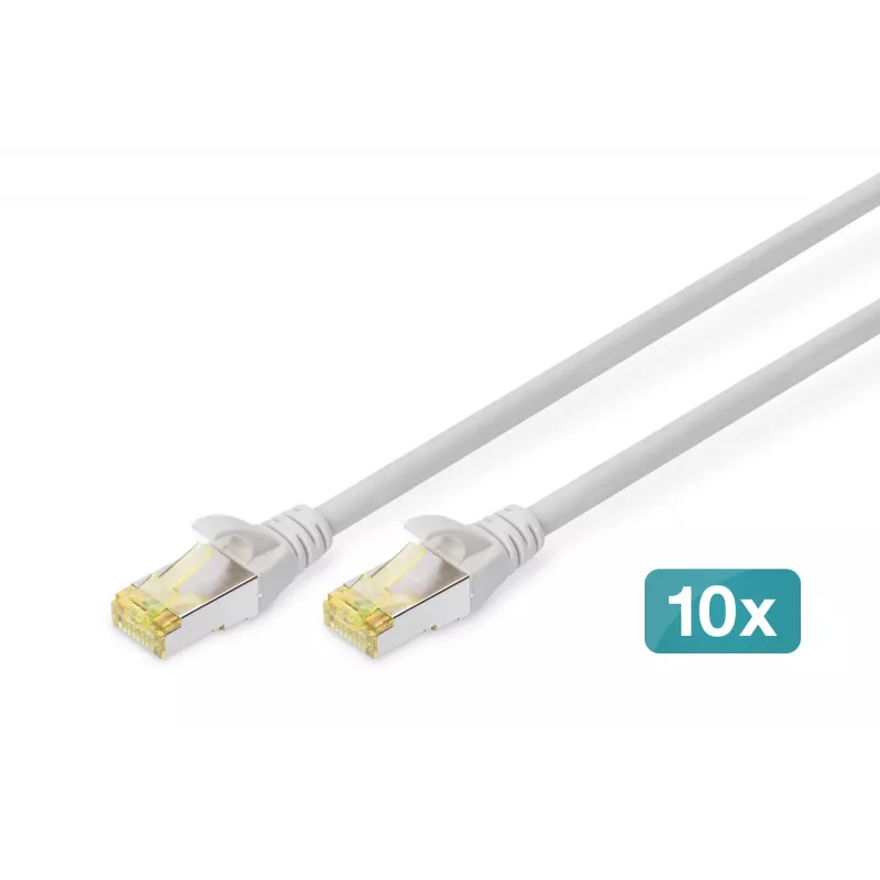 DIGITUS CAT6A S/FTP patchkabel, 0,5 m, grijs, 10-pack