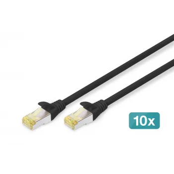 DIGITUS patchkabel - CAT6a - S/FTP - Snagless - Cu - 0,5 m - zwart - 10-pack