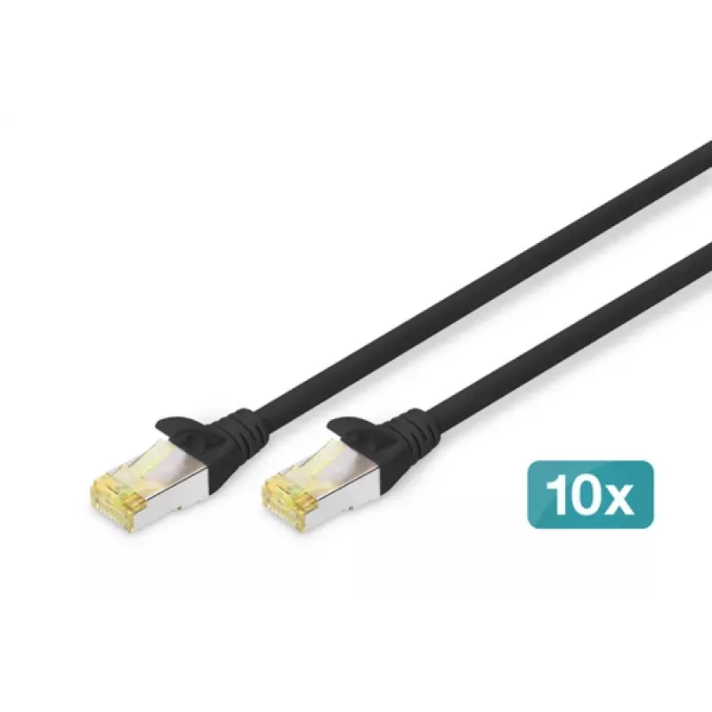 DIGITUS patchkabel - CAT6a - S/FTP - Snagless - Cu - 0,5 m - zwart - 10-pack