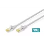 DIGITUS CAT6A S/FTP patchkabel, 3 m, grijs, 10 stuks