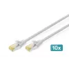 DIGITUS CAT6A S/FTP patchkabel, 3 m, grijs, 10 stuks