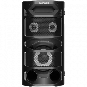 2.0 draagbare luidspreker SVEN PS-670, zwart, vermogen 2x32,5 W (RMS), TWS, Bluetooth, FM, USB, microSD, LED-display, afstandsbediening, lithiumaccu
