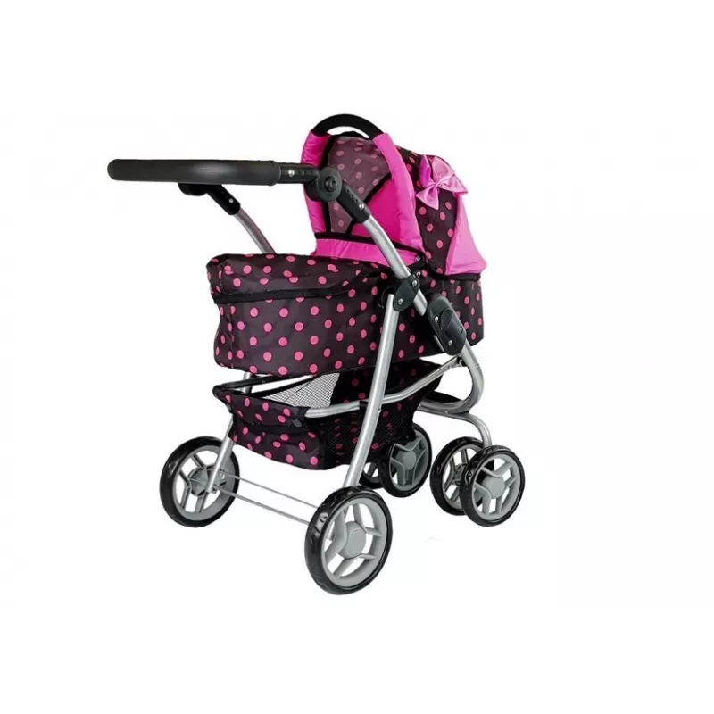 2-in-1 kinderwagen met draagzak Zwart-Roze 7706 Lean Toys