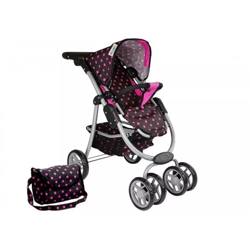 2-in-1 kinderwagen met draagzak Zwart-Roze 7706 Lean Toys