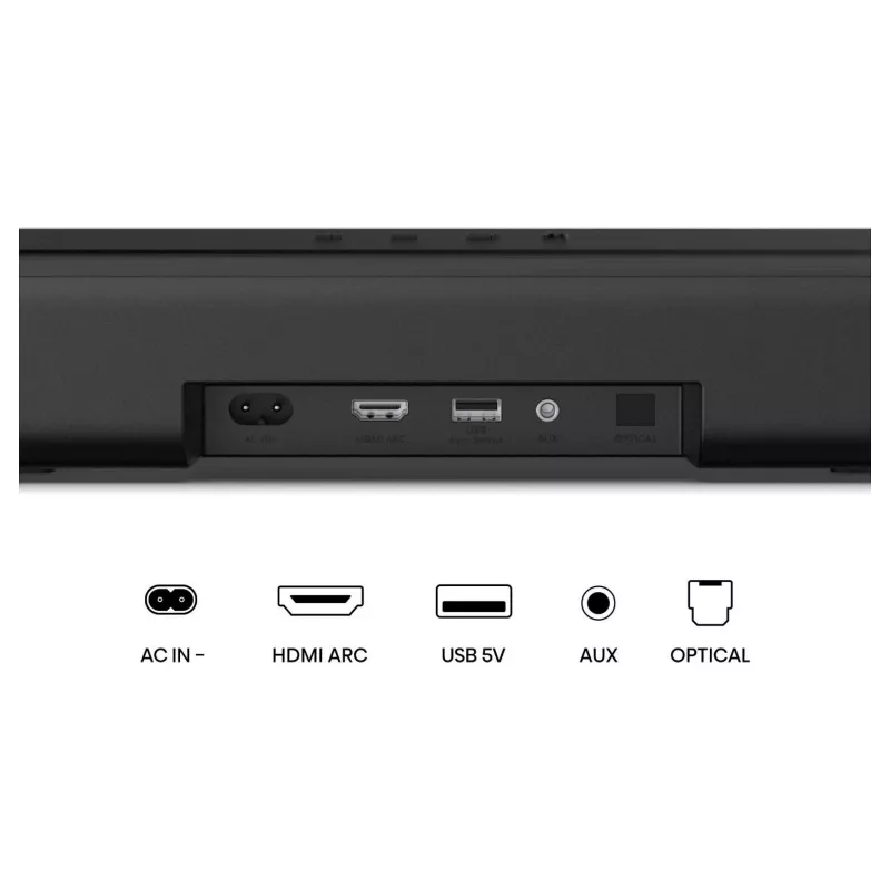 Hisense HS1000 soundbar 2.0 kanalen 60W Bluetooth HDMI ARC USB AUX optisch zwart