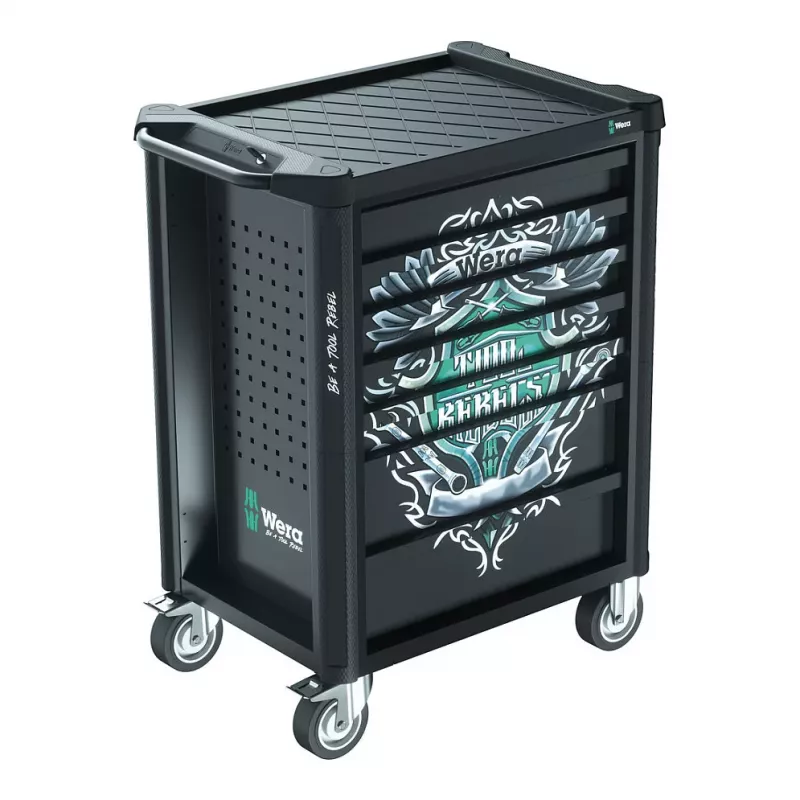 Wera 9700 Tool Rebel gereedschapskar 1, 7 laden, RVS werkblad, groen/zwart