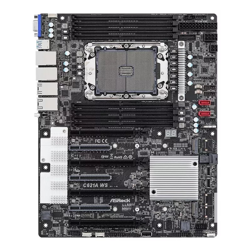 ASRock C621A WS moederbord - Intel C621A chipset - LGA4189 socket - CEB formfactor - 8x DDR4 DIMM - 2x 10GbE LAN - IPMI