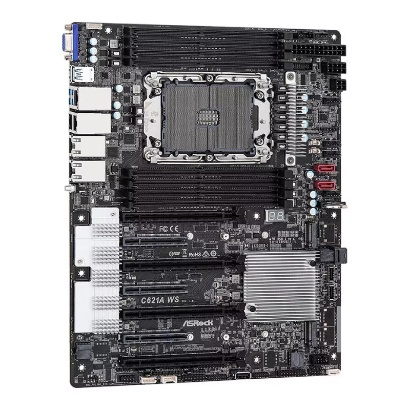 ASRock C621A WS moederbord - Intel C621A chipset - LGA4189 socket - CEB formfactor - 8x DDR4 DIMM - 2x 10GbE LAN - IPMI