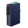 PLANET ISW-621TS15 industriële unmanaged L2 Fast Ethernet-switch met 4x 10/100 + 2x 100Base-FX SC multimode, DIN-rail-/wandmontage, -40 tot 75 °C