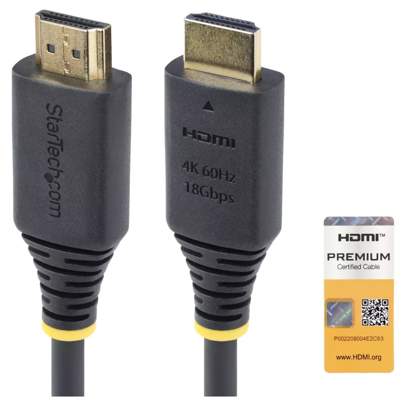 StarTech.com 1,5 m (4,9 ft) Premium Certified High Speed HDMI-kabel, 4K60Hz, zwart