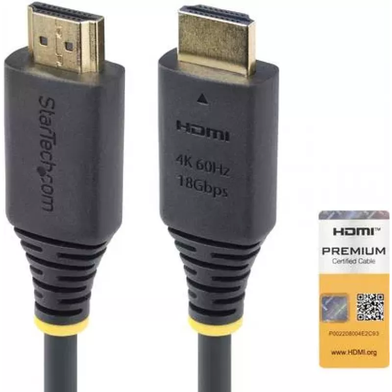 StarTech.com 1,5 m (4,9 ft) Premium Certified High Speed HDMI-kabel, 4K60Hz, zwart