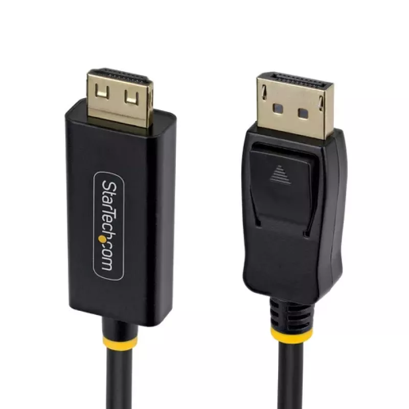 StarTech.com 4,5 m DisplayPort naar HDMI-adapterkabel met grijpconnectoren, 4K 60Hz HDR, zwart