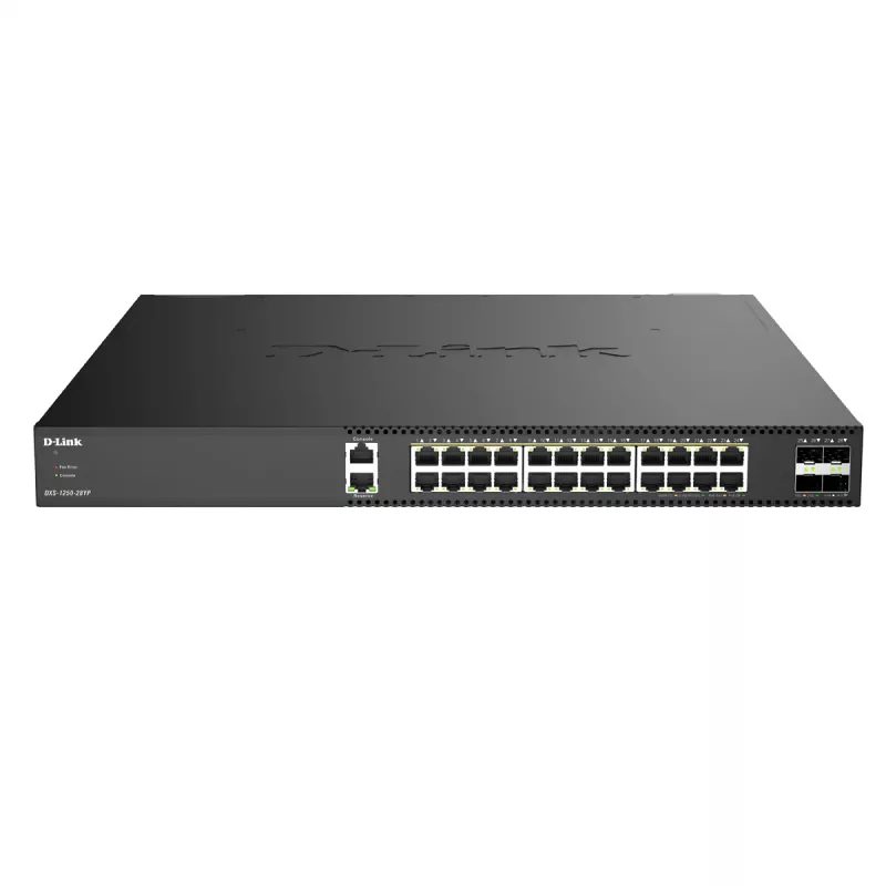 D-Link DXS-1250-28YP/E Smart Managed Multi-Gigabit PoE++-switch met 4 x 25G SFP28-uplinks