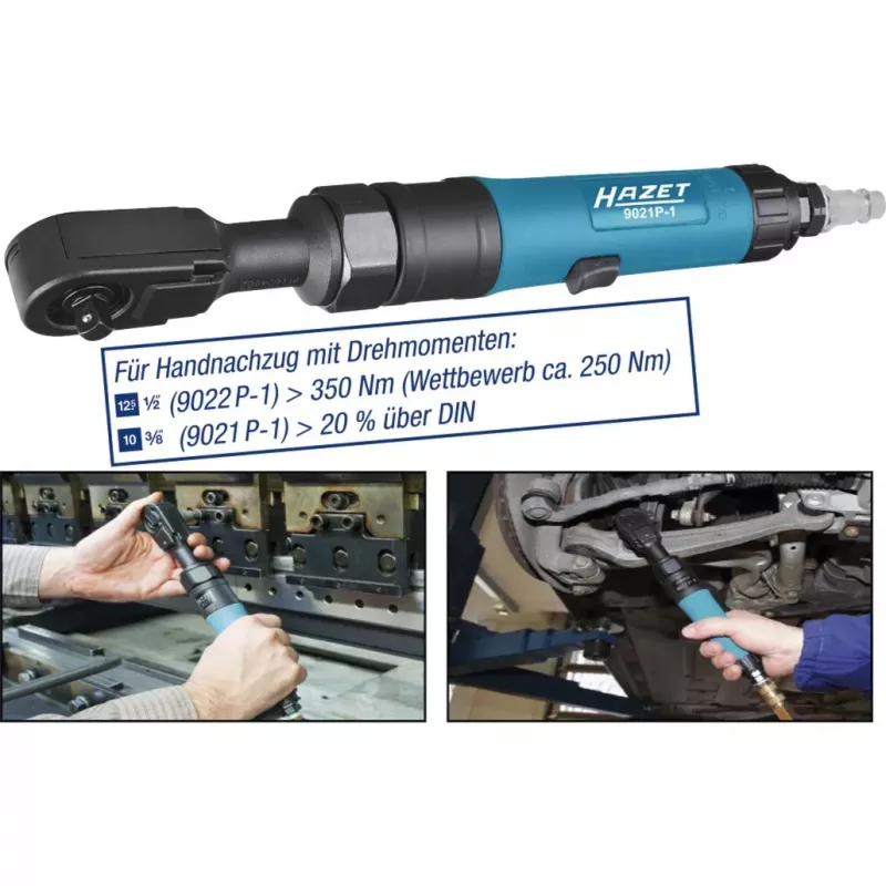 HAZET 9022P-1 pneumatische ratelschroevendraaier, 1/2 inch, 95 Nm, zwart/blauw