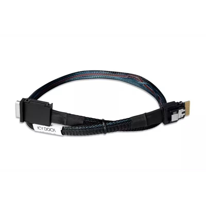 ICY DOCK MB402L-B kabel van SlimSAS 4i (SFF-8654) naar OCuLink 4i (SFF-8611), PCIe 4.0, 0,5 m