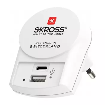 SKROSS Pro+ USB AC30PD wereldreisadapter met 30W USB-C PD en USB-A