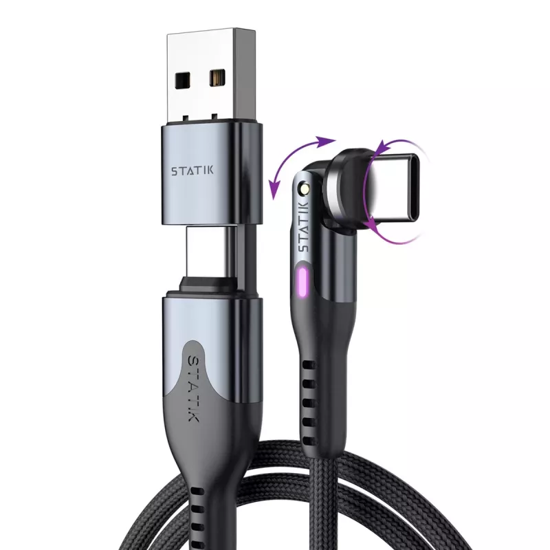 STATIK PowerPivot Pro nylon gevlochten USB-C naar USB-C-kabel 3m zwart
