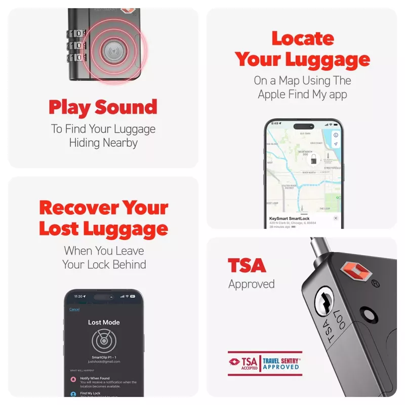 KEYSMART SmartLock TSA-goedgekeurd Find My-slot zwart