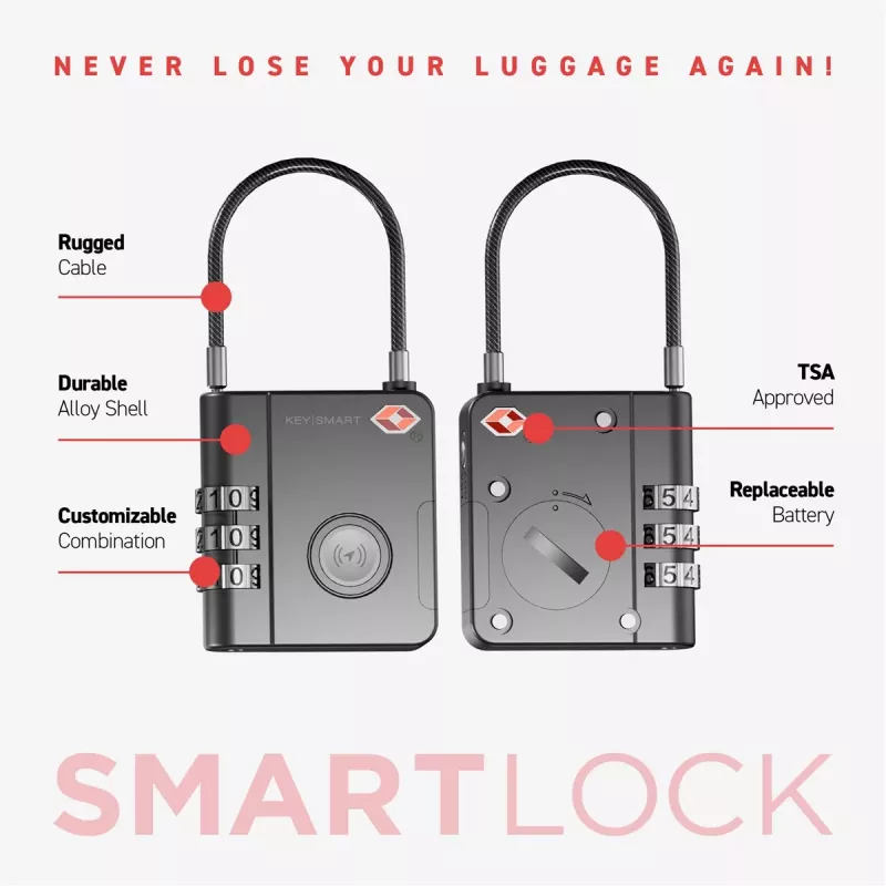 KEYSMART SmartLock TSA-goedgekeurd Find My-slot zwart