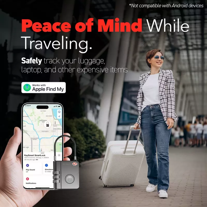 KEYSMART SmartLock TSA-goedgekeurd Find My-slot zwart