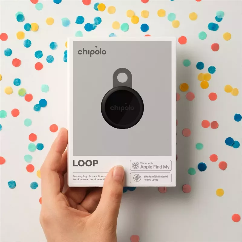 Chipolo LOOP – oplaadbare Bluetooth-tracker met siliconen lus voor iOS & Android, 4-pack (Charcoal, Chalk, Navy, Coral)