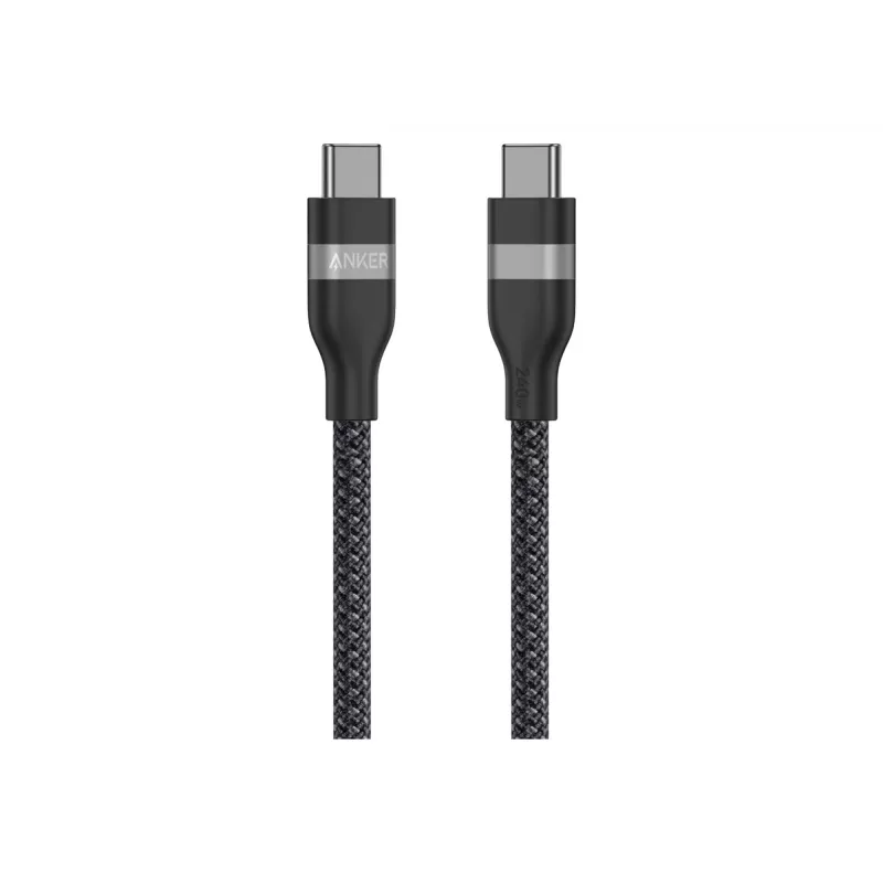 Anker USB-C naar USB-C 240W upcycled-gevlochten snellaadkabel A82E2 (1,8 m, zwart)