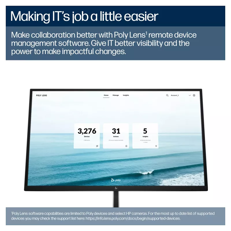 Poly Studio E60 PTZ-conferentiecamera - 4K UHD, dubbel 8MP, PoE+