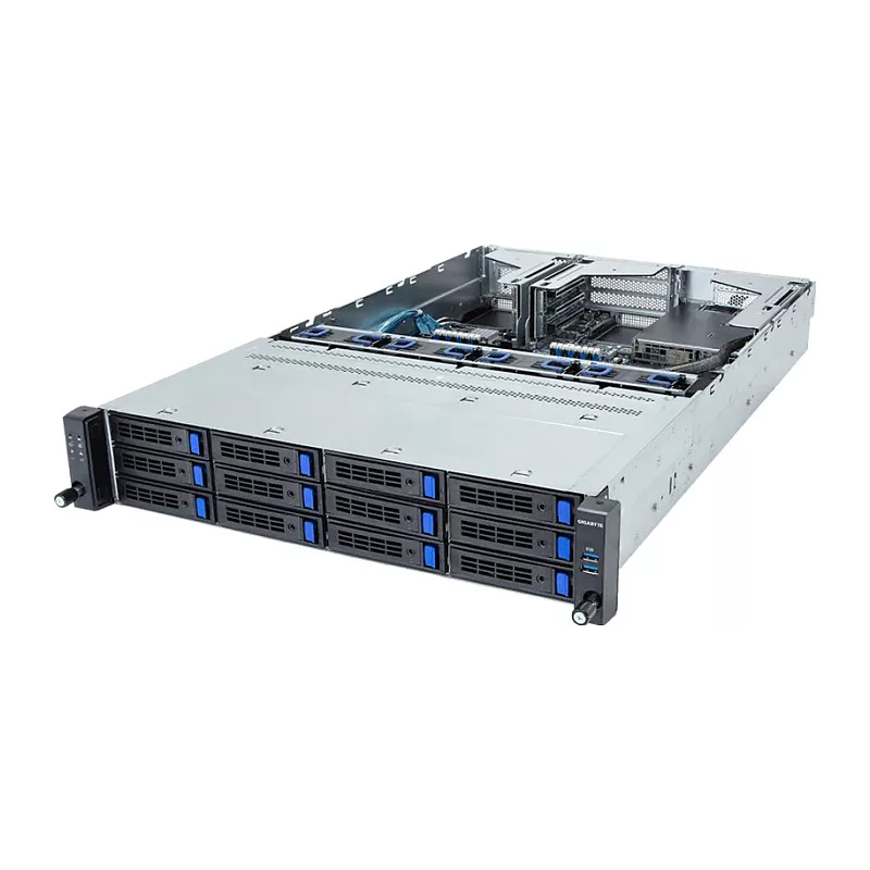 Giga Computing GigaByte R263-S30-AAH2 2U rackserver barebone, Intel 5e/4e generatie, 12x 3,5/2,5-inch schijfposities, 2x 1300W voeding