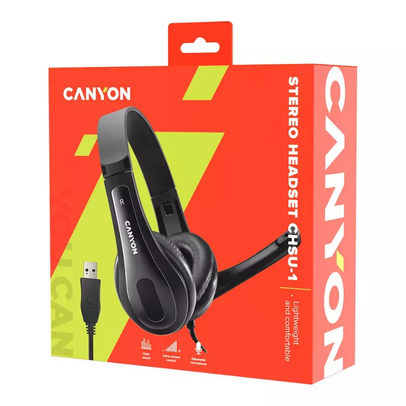 CANYON PC-headset CHSU-1 PC Mic USB 2m zwart
