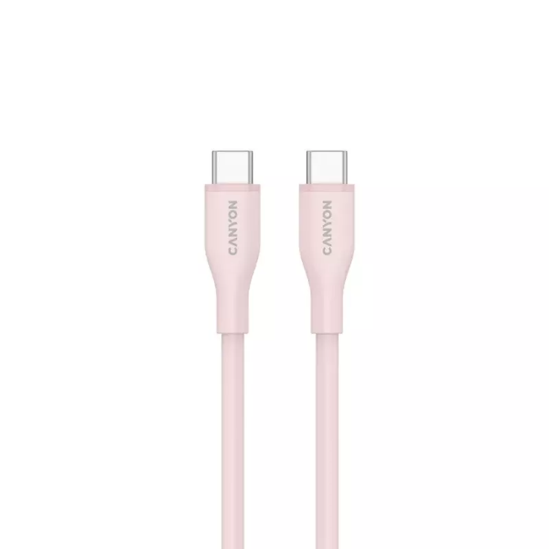 CANYON USB-C naar USB-C-kabel 60W 1m siliconen Pink Sand