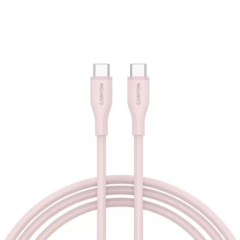 CANYON USB-C naar USB-C-kabel 60W 1m siliconen Pink Sand