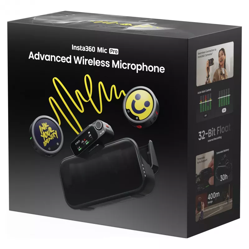 Insta360 Mic Pro (2 TX + 1 RX) – digitaal draadloos microfoonsysteem