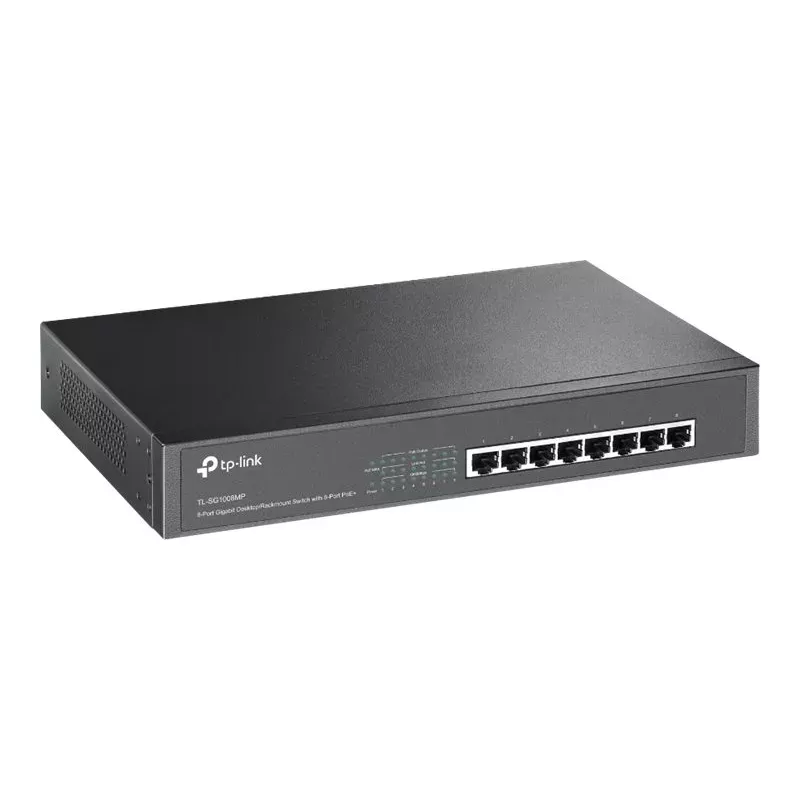 TP-Link TL-SG1008MP niet-beheerde Gigabit PoE+ switch, 8x Gigabit RJ45, 8x PoE+, 153 W, zwart