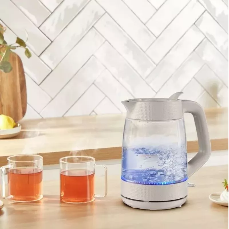 Tefal Morning Glass elektrische waterkoker KO2G0BE0, 1,7 l, 2000 W, 360° draaibare voet, grijs/transparant