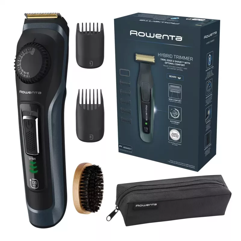 Rowenta baartrimmer TN3804E0 Virtuo draadloos 39 lengtestanden zwart/blauw
