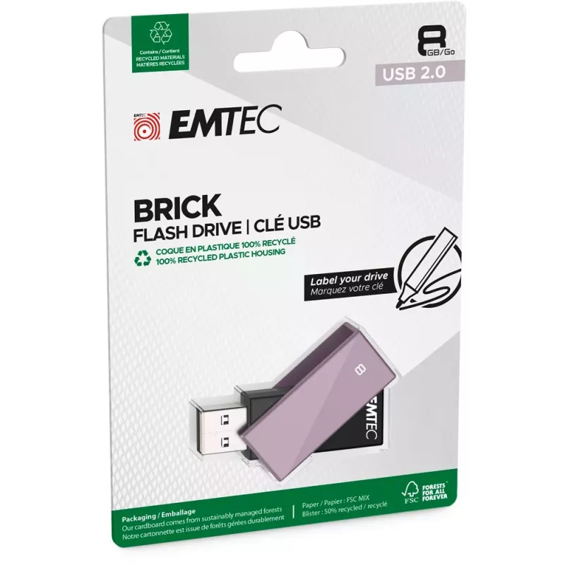 Emtec USB 2.0 C350 8GB Brick Purple USB-flashdrive