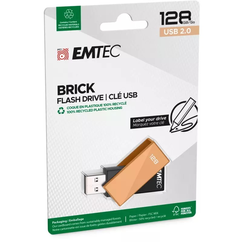 Emtec USB 2.0 C350 128GB Brick Orange USB-flashdrive