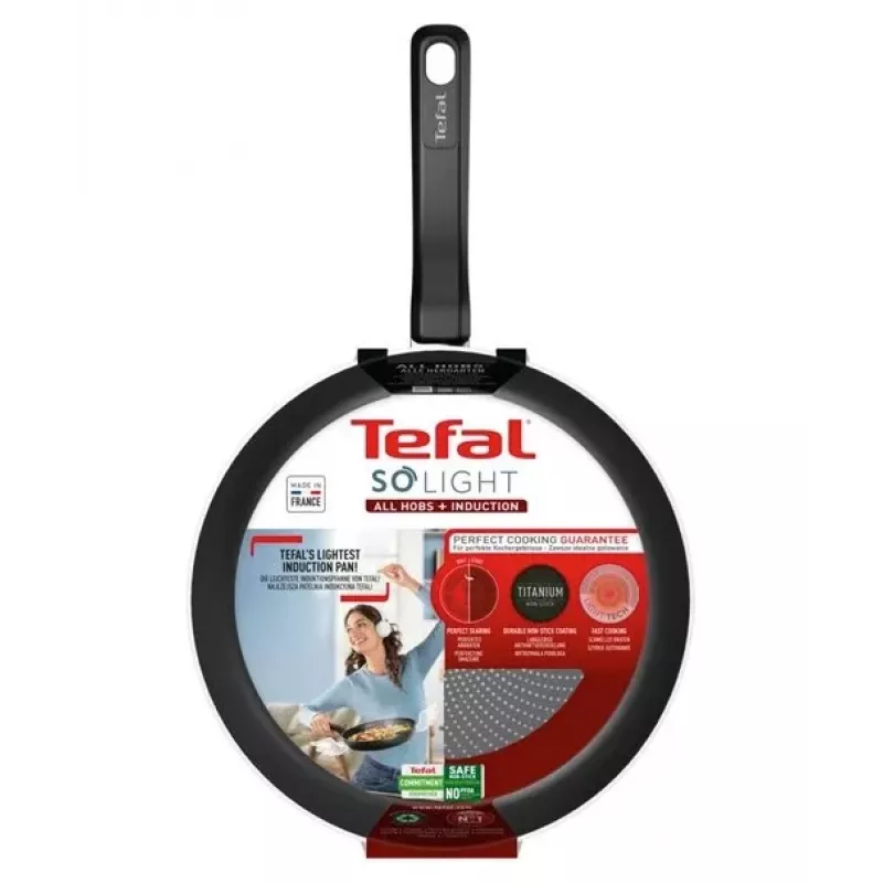 Tefal So Light koekenpan 22 cm inductie titanium antiaanbak zwart