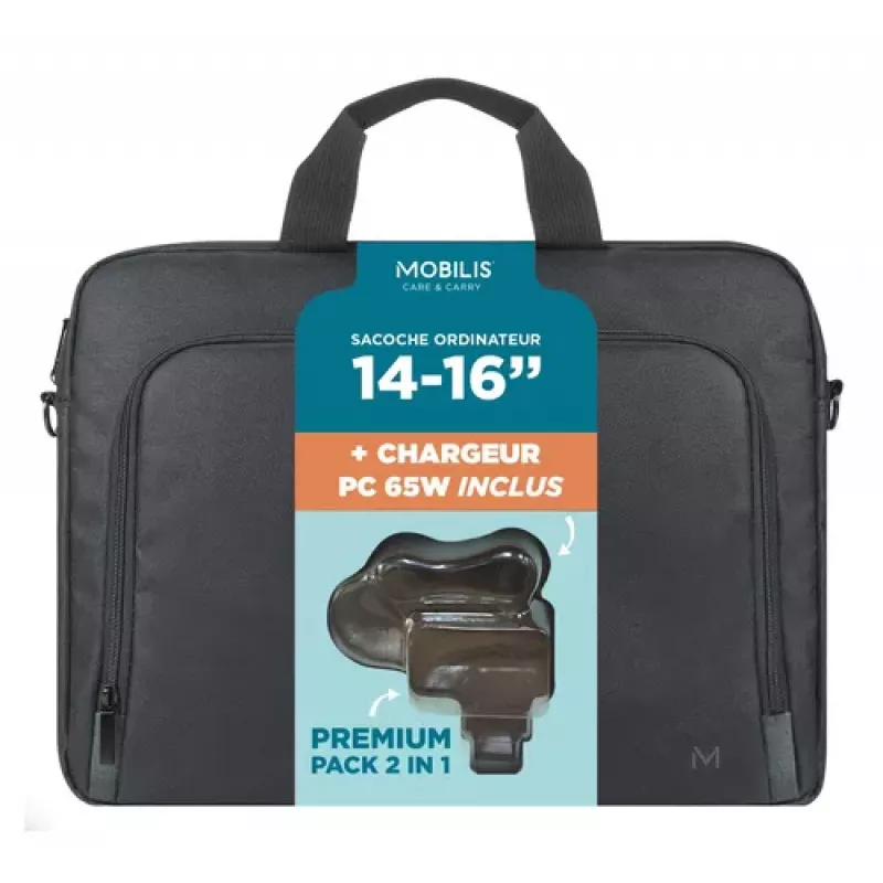 Mobilis TheOne Briefcase Toploading 14-16 + 65W laptopoplader