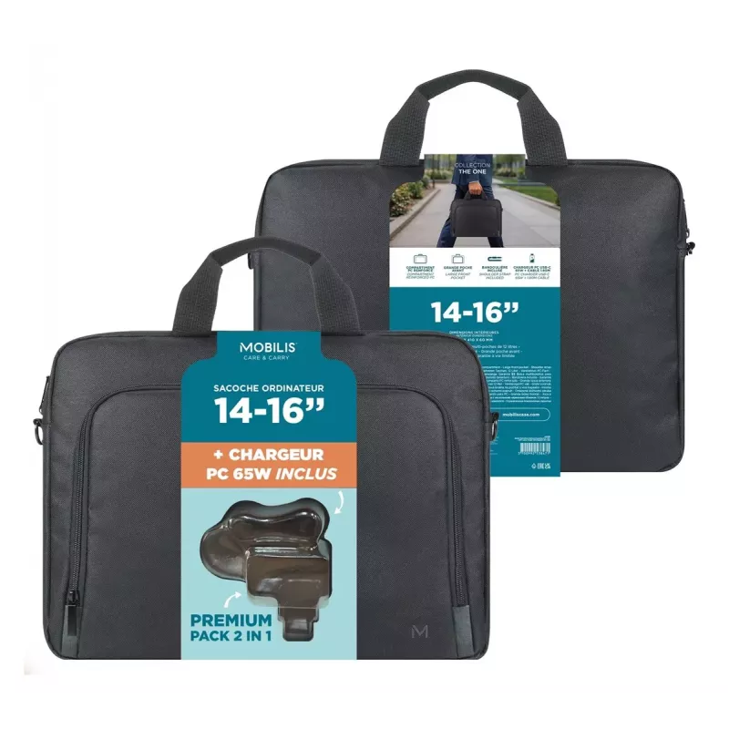 Mobilis TheOne Briefcase Toploading 14-16 + 65W laptopoplader