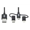 Eaton Tripp Lite Series universele USB-A naar Lightning, USB Micro-B en USB-C sync-/laadkabel (M/3xM), MFi-gecertificeerd, zwart, 1,8 m