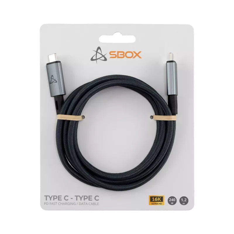 SBOX USB-C naar USB-C-kabel 1,2m 240W 80 Gbps 16K/60Hz