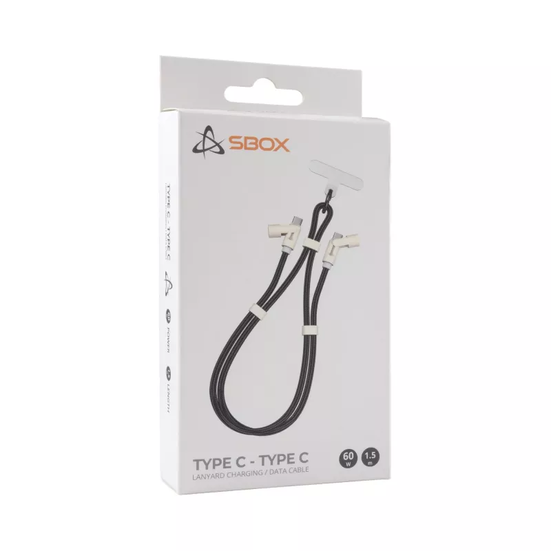 SBOX LANYARD BLACK USB-C naar USB-C-kabel 1,5 m zwart