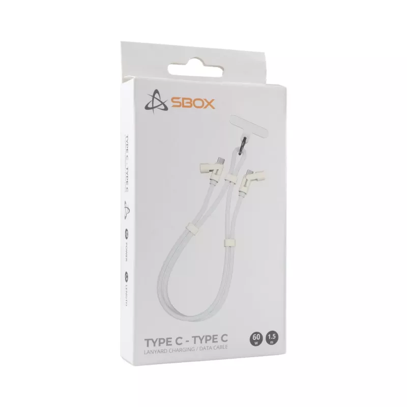 SBOX Lanyard White USB-C naar USB-C-kabel 1,5 m wit