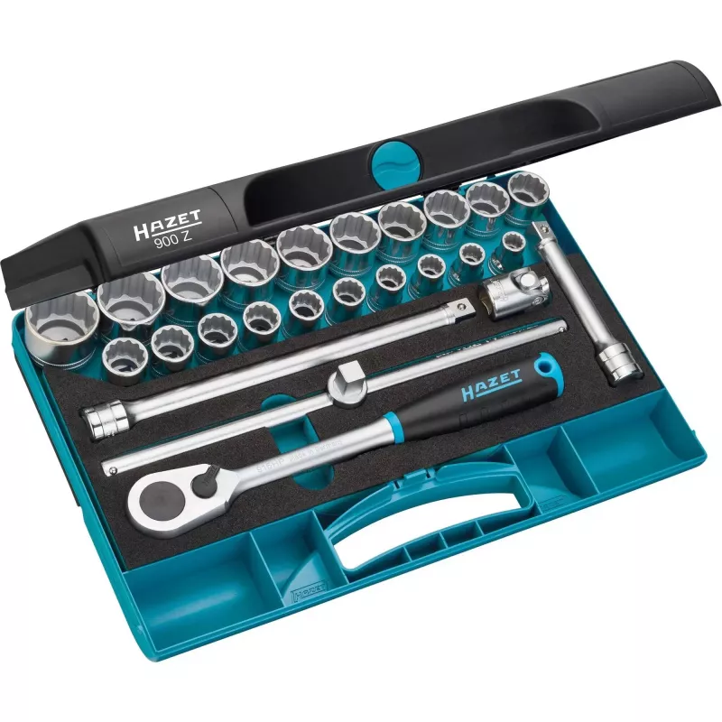 HAZET 900Z dopsleutelset - 1/2 inch aandrijving - 25-delig - metrisch/inch - chroom-vanadiumstaal